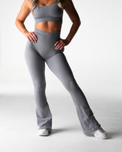 Load image into Gallery viewer, Grey Harmony Ribbed Seamless Flare Leggings