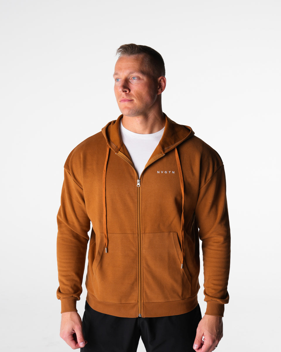 NVGTN Elite Full Zip Hoodie - Copper Brown |