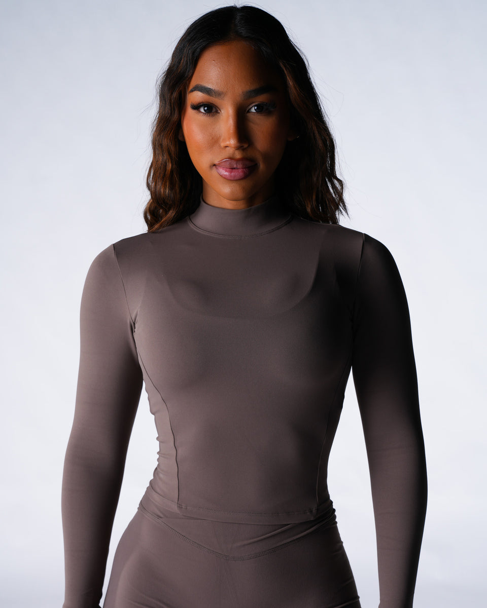 NVGTN Solace Mock Neck Long Sleeve - Dark Roast |