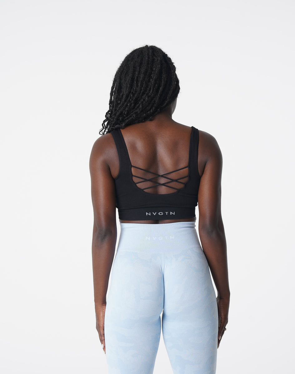 NVGTN Desire Ribbed Seamless Bra Black