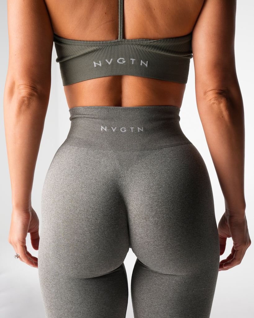 Khaki Green Iconic Seamless Flare Leggings