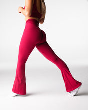 Load image into Gallery viewer, Ruby Red Harmony Ribbed Seamless Flare Leggings