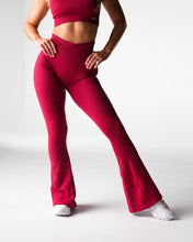 Load image into Gallery viewer, Ruby Red Harmony Ribbed Seamless Flare Leggings