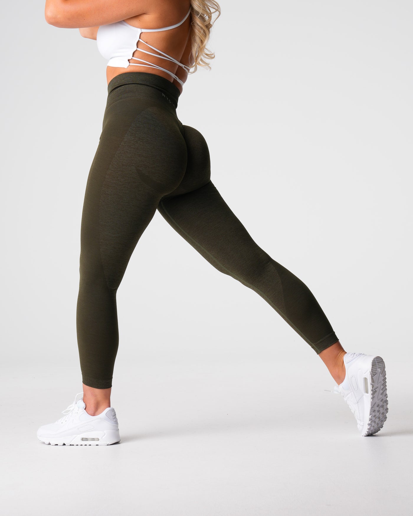Olive Structured Contour Ribbed Leggings