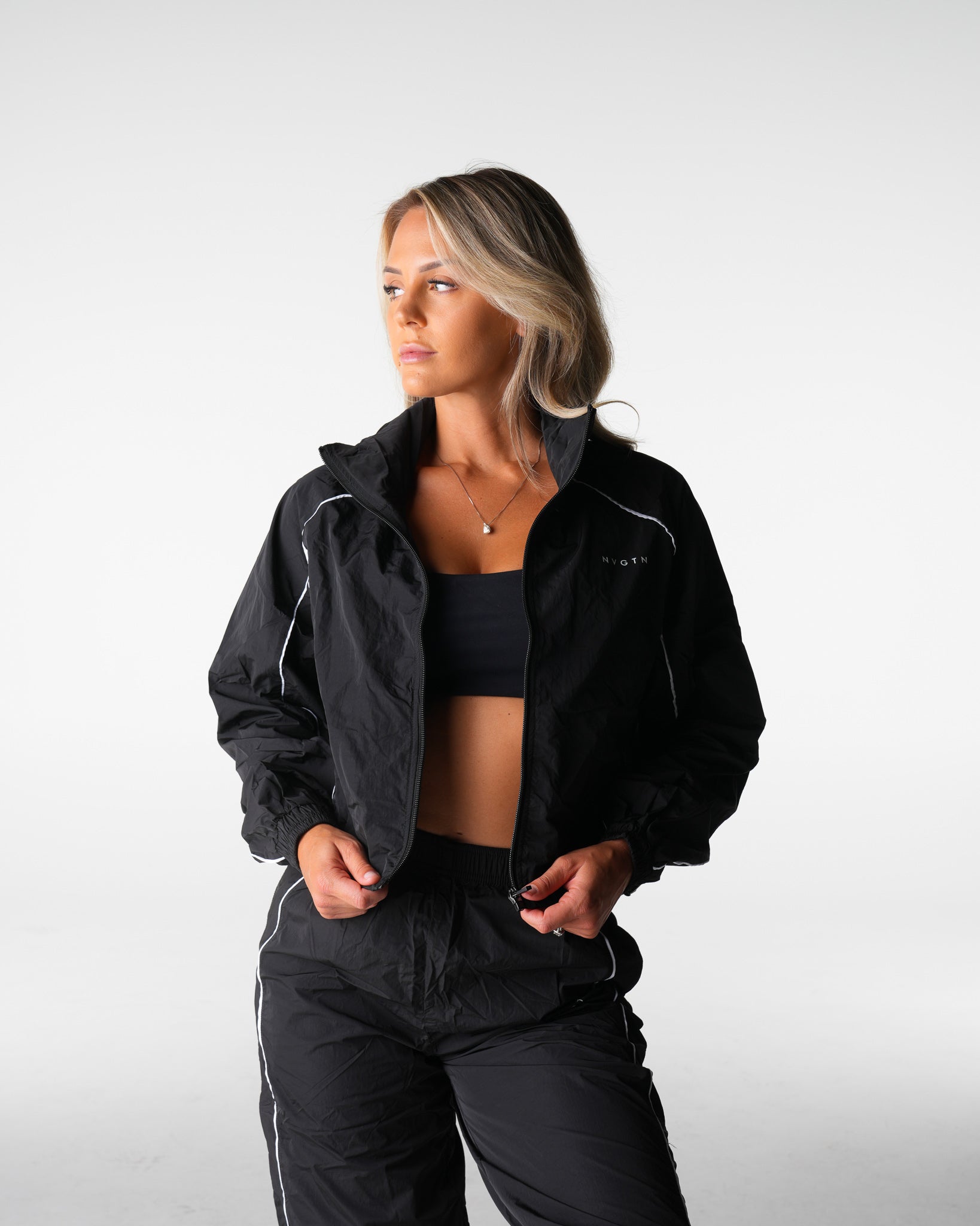 Black Stride Windbreaker Jacket