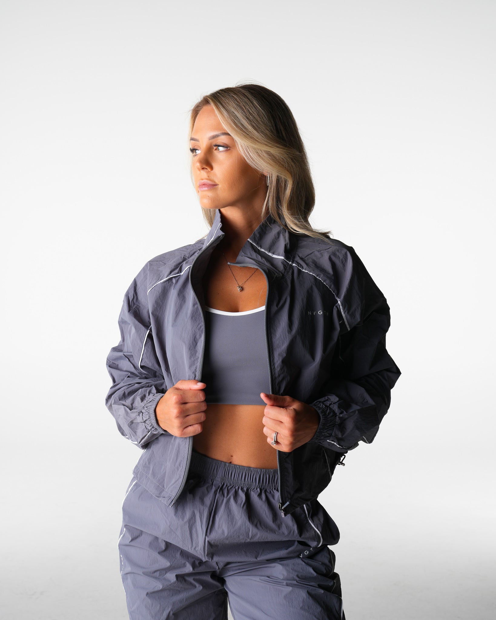Grey Stride Windbreaker Jacket