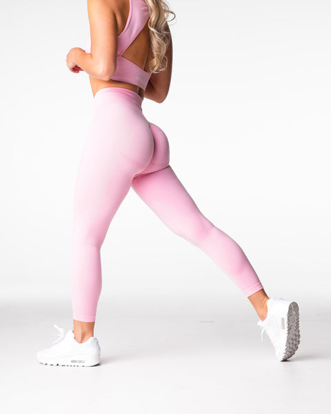Baby Pink Mid Rise Contour Seamless Leggings