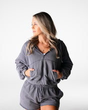 Load image into Gallery viewer, Charcoal Washed Lounge Zip Up