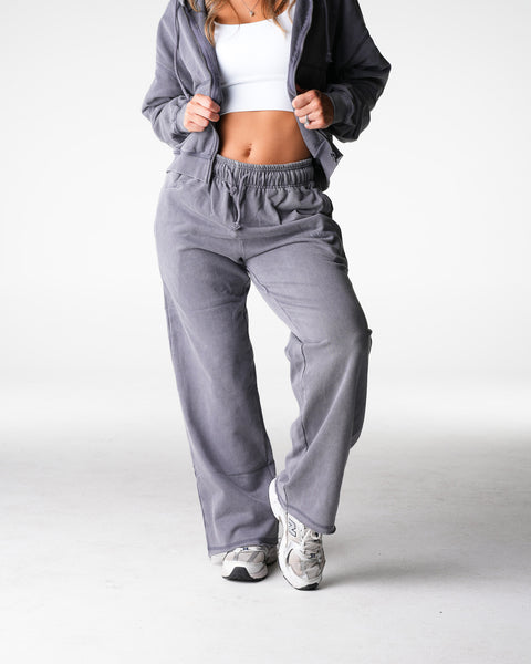 Charcoal Washed Straight Leg Lounge Pants