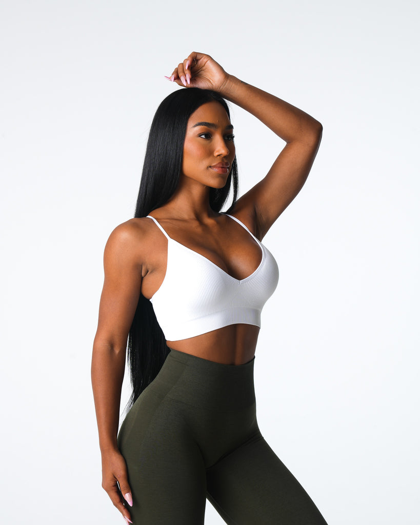 White Glimpse Ribbed Seamless Bra