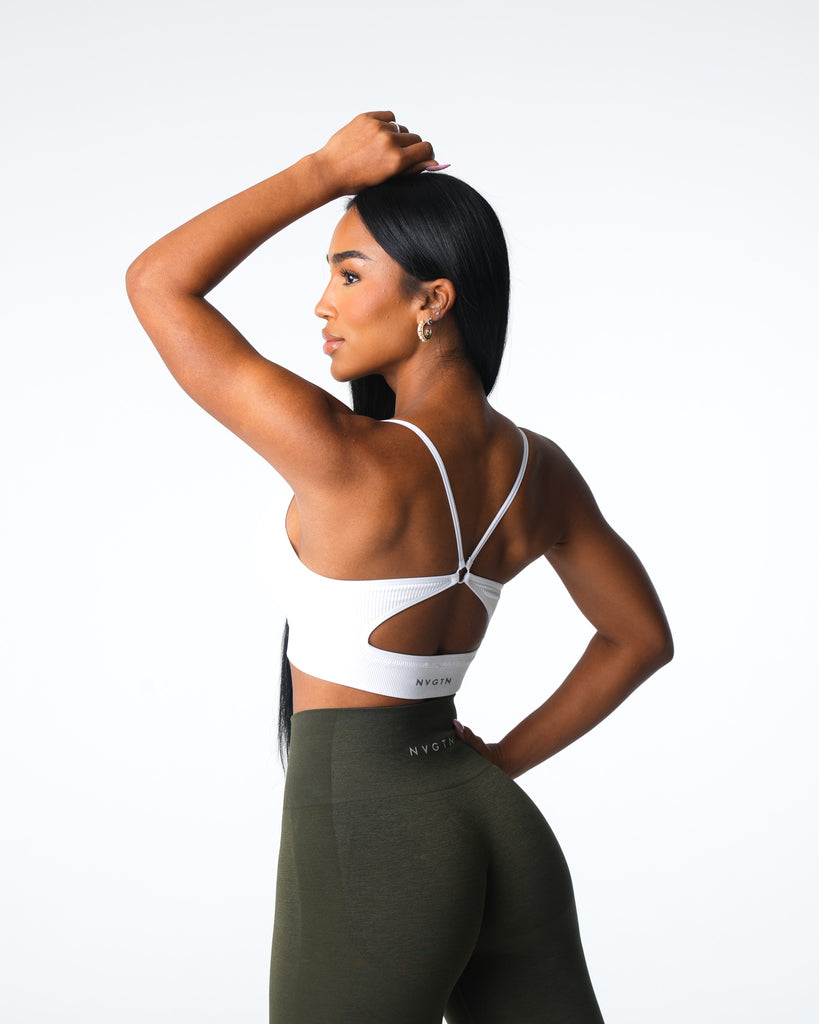 White Glimpse Ribbed Seamless Bra
