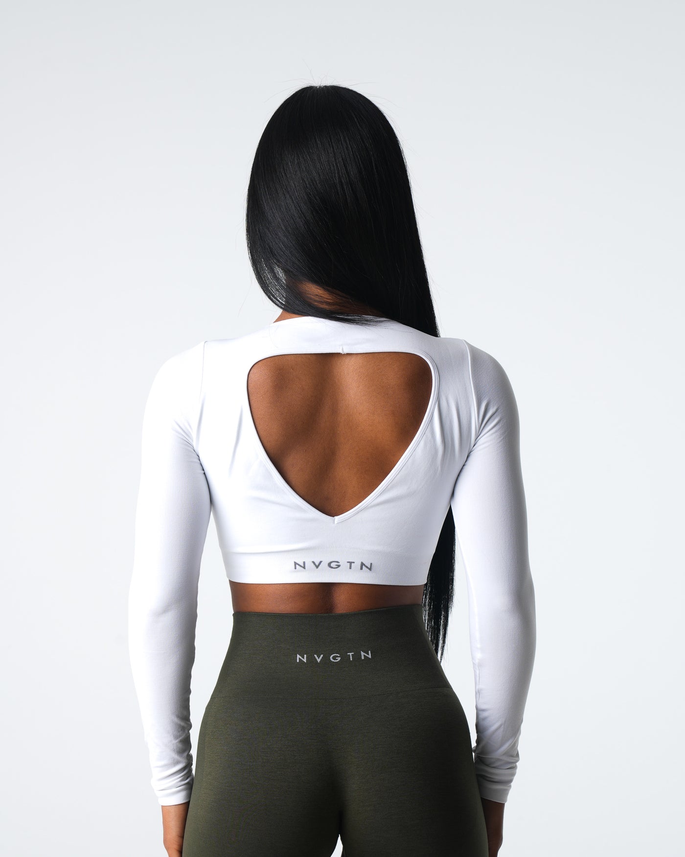 White Journey Long Sleeve Seamless Bra Top