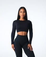 Load image into Gallery viewer, Black Journey Long Sleeve Seamless Bra Top