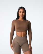 Load image into Gallery viewer, Mocha Journey Long Sleeve Seamless Bra Top