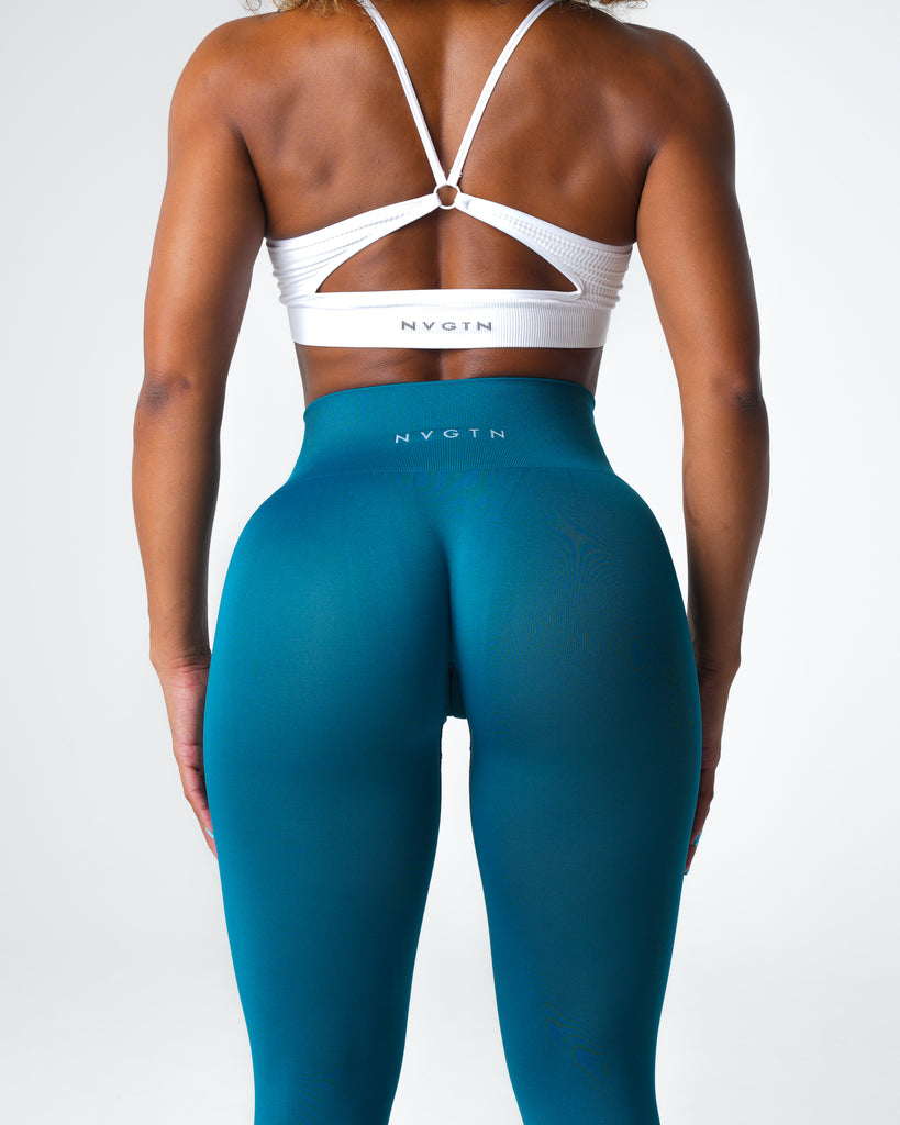 French Blue Solid Seamless Leggings