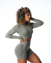 Load image into Gallery viewer, Khaki Green Journey Long Sleeve Seamless Bra Top