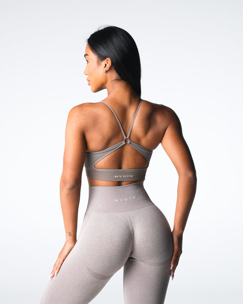 Taupe Glimpse Ribbed Seamless Bra