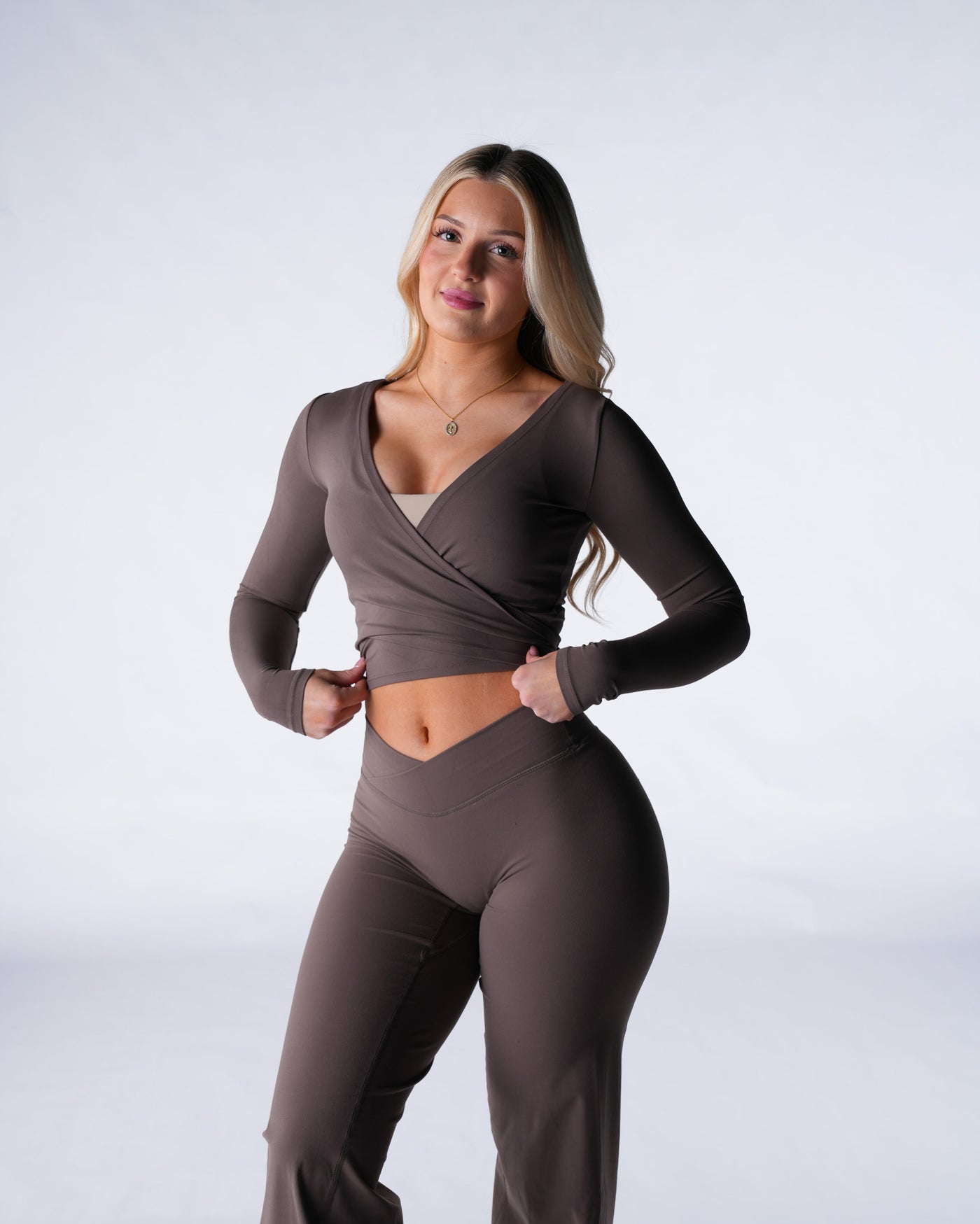 NVGTN Solace Wrap Top - Dark Roast |