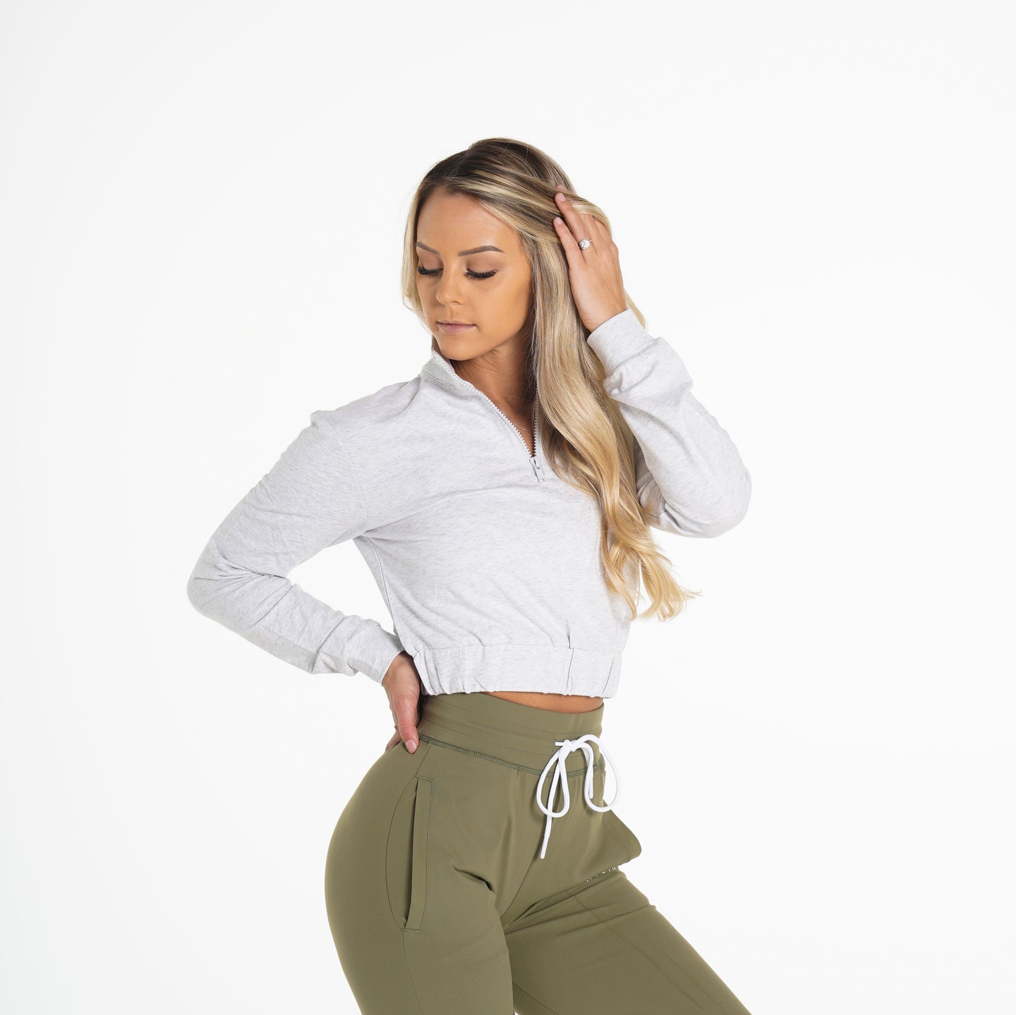 Light Grey Power Cropped Pullover