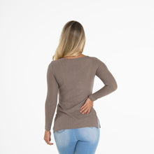 Load image into Gallery viewer, Deep Taupe Waffle Knit Long Sleeve