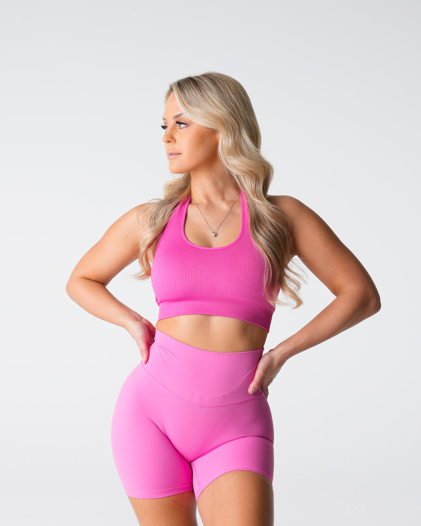 Bubble Gum Pink Limitless Ribbed Seamless Halter Bra