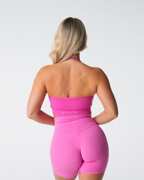Bubble Gum Pink Limitless Ribbed Seamless Halter Bra