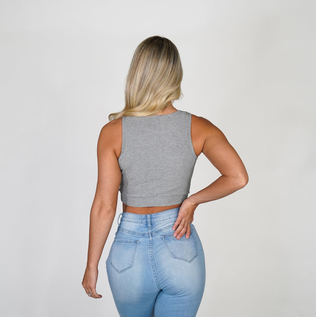Grey Out and About Ribbed Crop