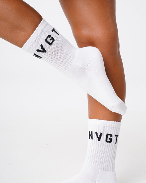 White NVGTN Crew Socks