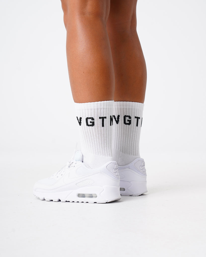 White NVGTN Crew Socks