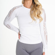 Load image into Gallery viewer, White Henna Seamless Long-Sleeve Top