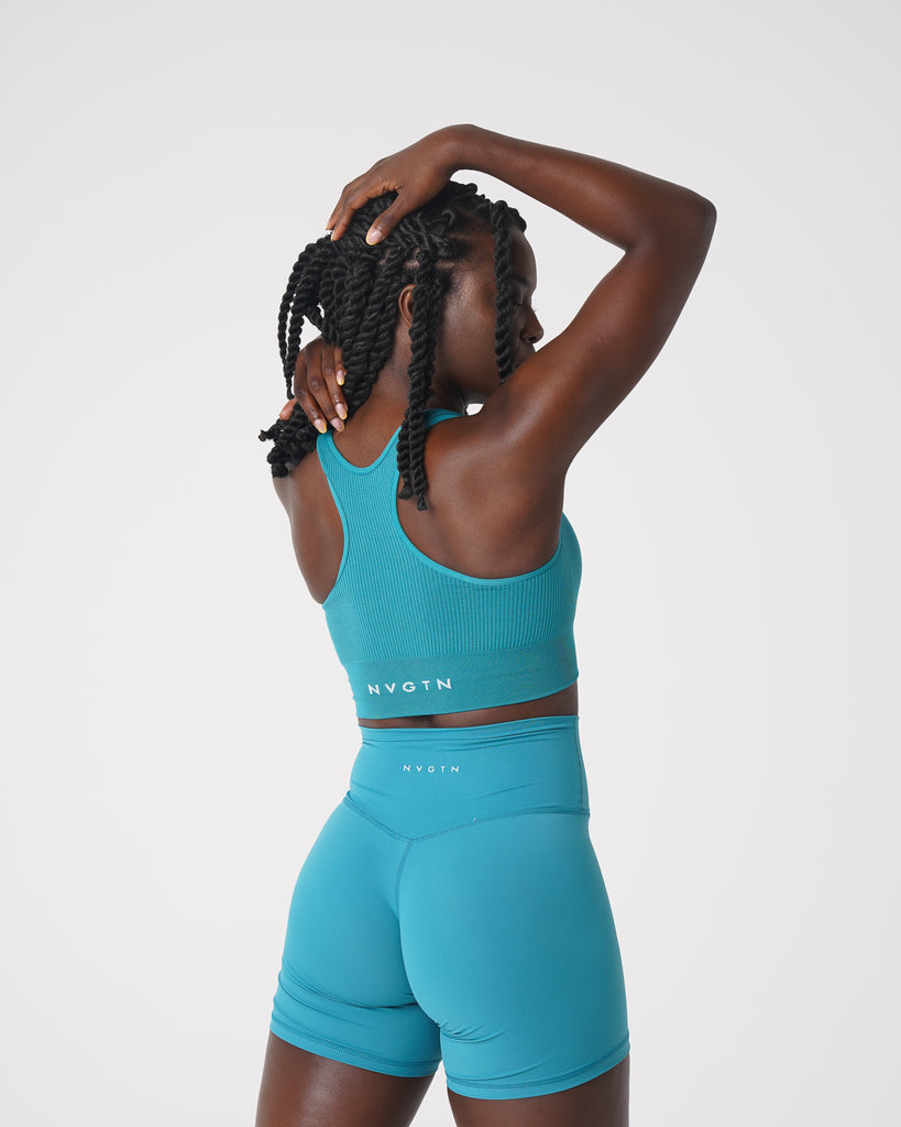 Teal Cinched Seamless Bra