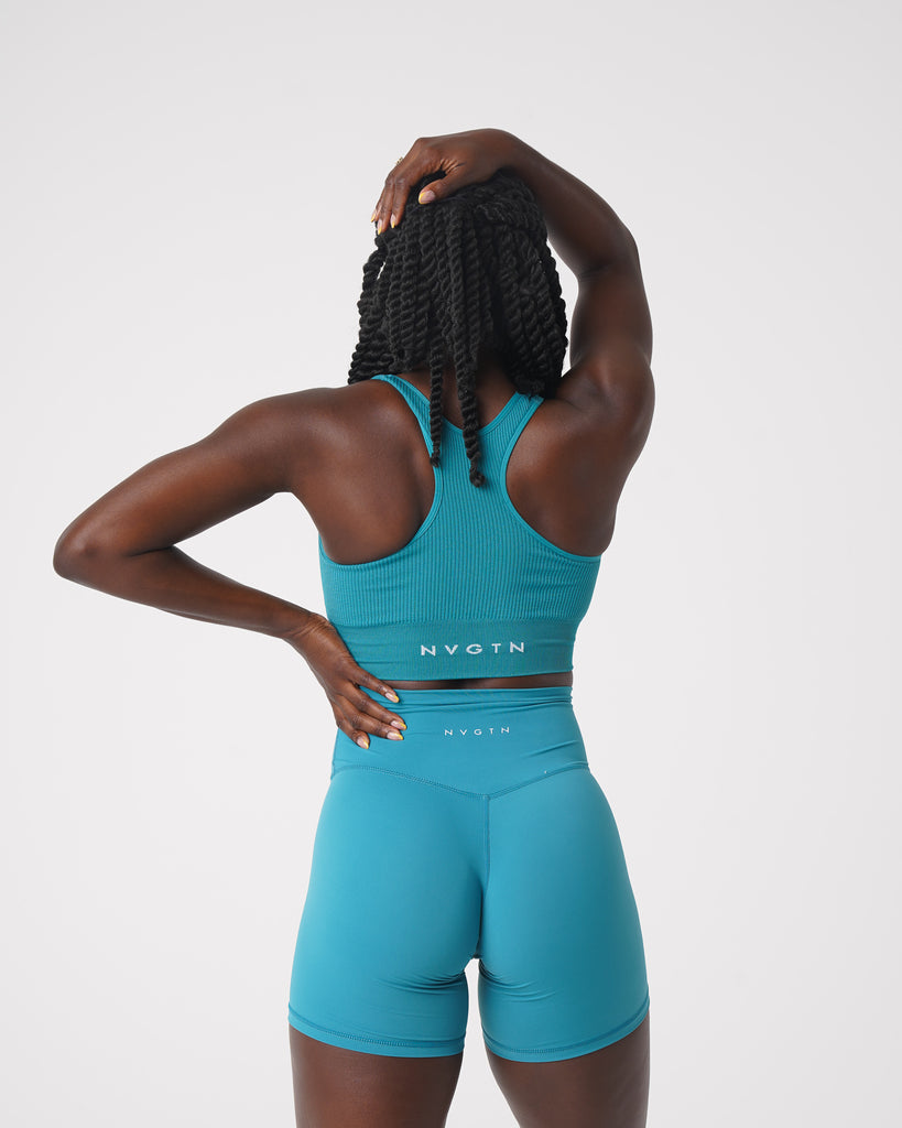 Teal Cinched Seamless Bra