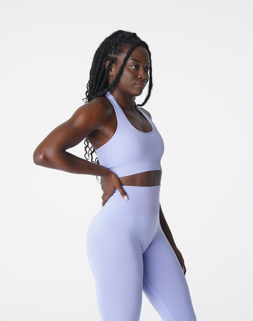 Periwinkle Limitless Ribbed Seamless Halter Bra