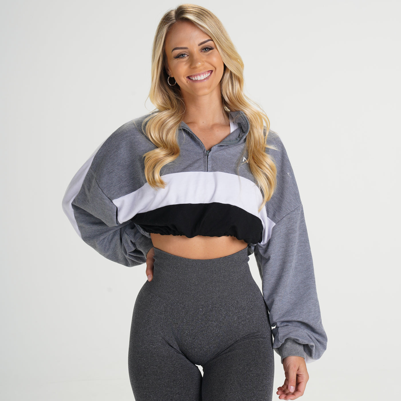 Grey Oversized Cropped Pullover
